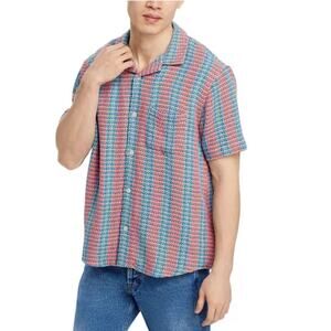 Corridor Acid Plaid Short Sleeve Shirt Mens Button Down Medium